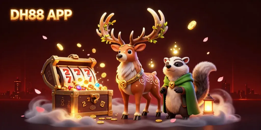 Experience thrilling luck with the DH88 APP in a vibrant, enchanting casino setup.