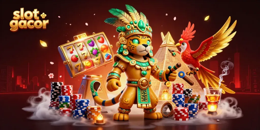 Experience thrilling slot gacor action with vibrant characters, jackpot symbols, and poker elements.